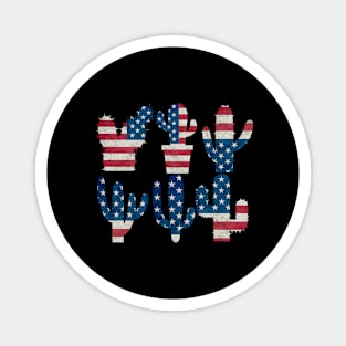 4th of July - Independence Day Cactus Lover USA Flag Grunge Magnet